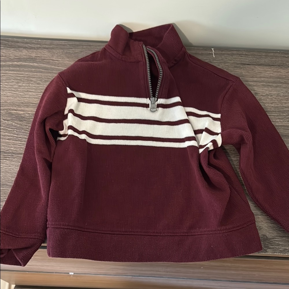 Kids Burgundy and White Striped Sweater